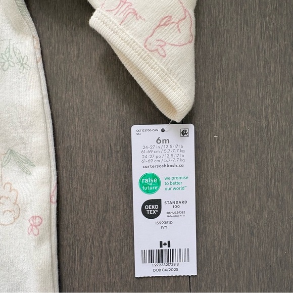 NWT Carter's Convertible Bunny Nightgown and Bonnet, 6M - Picture 5 of 11